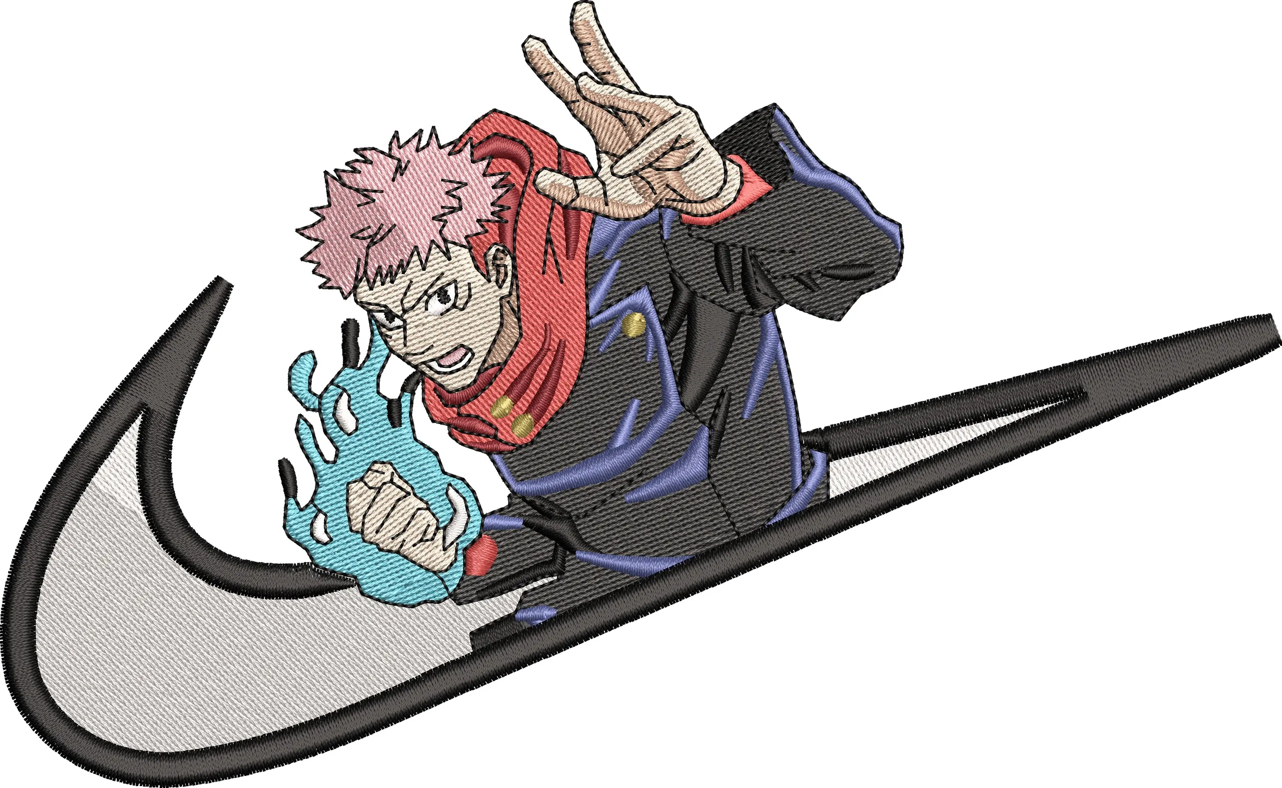  Yuji Itadori in Nike Swoosh Embroidery  embroidery pattern preview