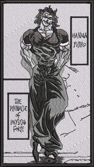  Yujiro Hanma Monochrome Baki Patch  embroidery pattern preview