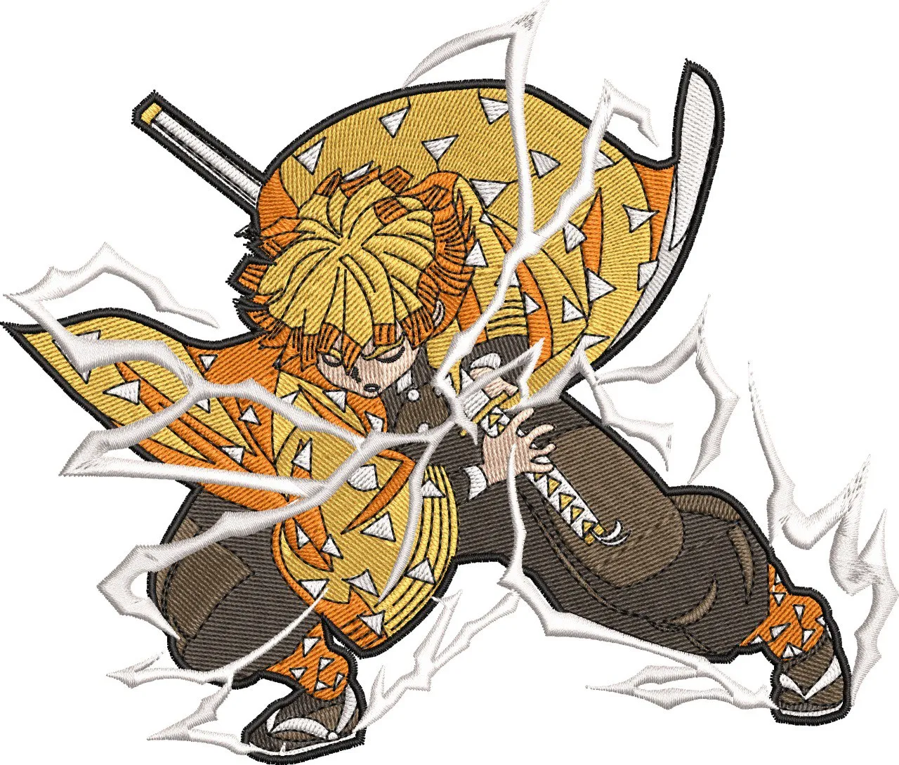  Zenitsu Agatsuma Thunder Attack Embroidery  embroidery pattern preview