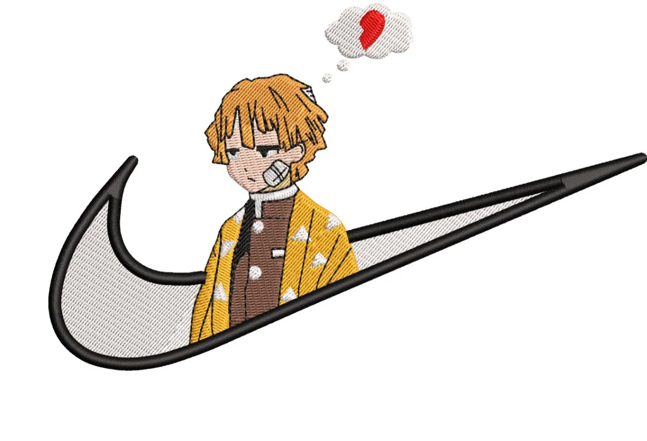  Zenitsu Agatsuma in Nike Swoosh Heartbreak  embroidery pattern preview